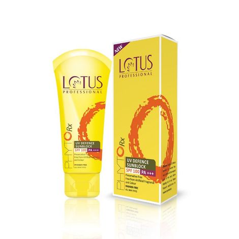 Buy Lotus Professional PhytoRx UV Defence Sunblock | SPF 100 | PA+++ | Nongreasy & Lightweight | Preservative Free | 50g-Purplle