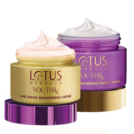 Buy Lotus Herbals YouthRx Power Regimen Pack with Anti-Ageing Day Cream and Night Cream, Reduces Fine Lines, Wrinkles, Boosts Glow, Ginger and Ginseng, For Oily, Dry, Combination Skin, 100 gm-Purplle