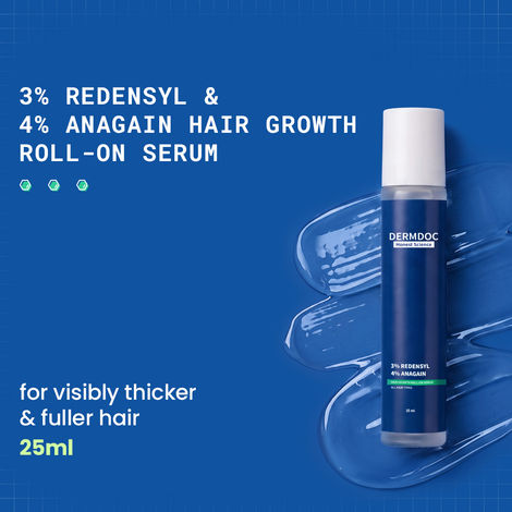 Buy Dermdoc 3% Redensyl,4% Anagain Hair Growth Roll-On Serum | Infused with 2% Bicapil & 1% Peptide Complex | Helps Reduces Hair Fall & Promotes Hair Growth| Stimulates Follicles & Improves Hair Density | Suitable for All Hair Types | 25 ml-Purplle