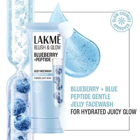 Buy Lakme Blush & Glow Blueberry + Blue Peptide Gentle Jelly Face Wash for Dry and Dehydrated Skin - 150 gm | Clinically Proven to Repair Skin Barrier | Intense Hydration & Moisturizing Daily Cleanser for Men & Women-Purplle
