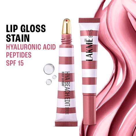 Buy Lakme 9 to 5 Hya Beach Edit Lip Gloss Stain - 2 Rosy Sunday , Hydrating, Long Lasting, SPF 15, 10 ml-Purplle