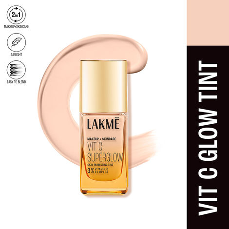 Buy Lakme VitC Superglow, with 3% Vitamin C, Skin Perfecting Tint, 25 ml, Cool Ivory C100-Purplle