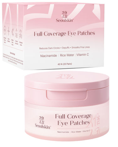 Buy Seoulskin Full Coverage Eye Patches | Treats Dark Circles, Fine Lines, and Wrinkles | 360° Coverage for Hydration, Firming & Elasticity | Full Coverage Eye patches for lazy and puffy eyes | With Niacinamide, Rice Water and Vitamin C | 40 Pc-Purplle