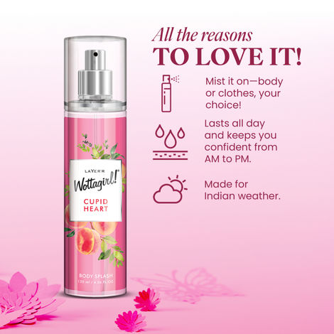 Buy Layerr Wottagirl Cupid Heart Body Splash 135 ml-Purplle
