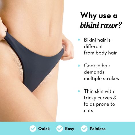 Buy Plush Reusable Bikini Razor (2 Pcs) for All Skin Types with German Precision Blades and Lubricating Strips-Purplle