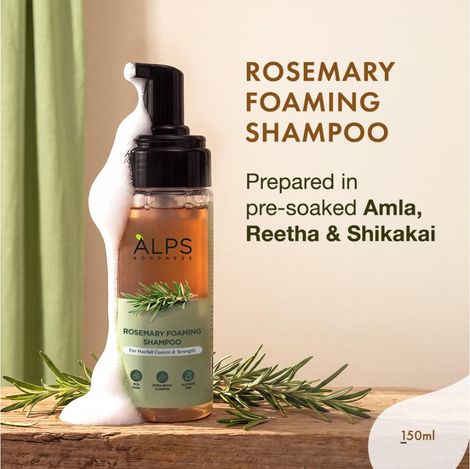 Buy Alps Goodness Rosemary Foaming Shampoo | Presoaked in Amla Reetha Shikakai water | Anti hairfall Shampoo | Gentle & Non drying | Rosemary Shampoo | Hair Growth Shampoo | For long thick hair | Sulphate-free | For men & women |150 ml-Purplle