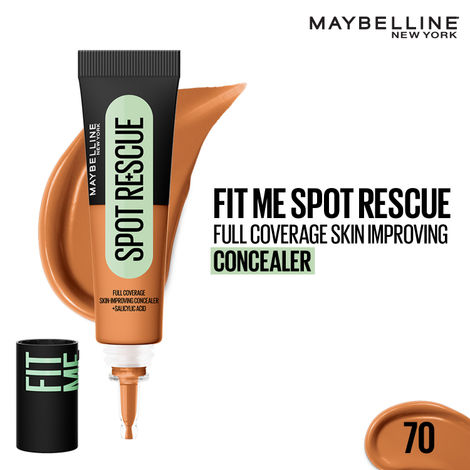 Buy Maybelline New York Fit Me Spot Rescue Full Coverage Concealer, 24H Wear, Fades Spots, Minimizes Pimples, Clinically Tested, Non Comedogenic - 70, 15 gm-Purplle