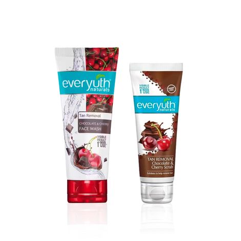 Buy Everyuth Naturals Choco Cherry Glow Combo | Face Wash + Tan Removal Scrub | Deep Cleansing & De-Tan Care | Bright & Smooth Skin | For Women & Men | (150 gm + 100 gm) Combo of 2-Purplle
