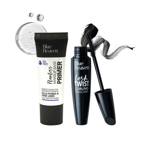Buy Blue Heaven Flawless Primer & Curling Mascara combo | Silicone Base Primer| Black Mascara | Pack of 2-Purplle