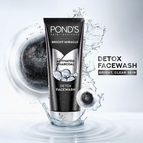 Buy Ponds Bright Miracle Detox Facewash with 10X Power of Charcoal |Detoxifies Skin | 150 gm-Purplle