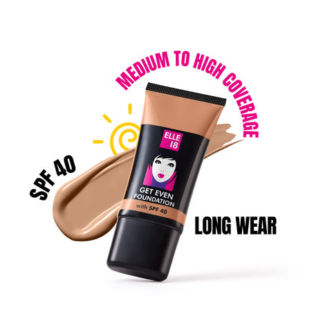 Buy Elle18 Get Even Foundation, Neutral Honey, Matte Finish with SPF 40, Infused with Vit E| 27 ml-Purplle
