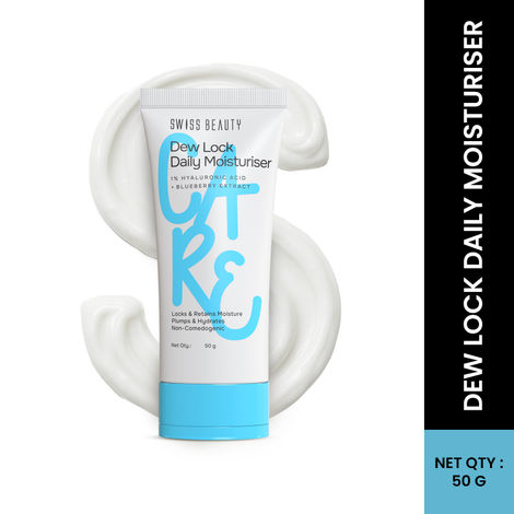 Buy Swiss Beauty Dew Lock Daily Moisturiser | Hyaluronic Acid & Blueberry Extract - 50 gm-Purplle