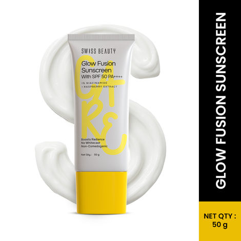 Buy Swiss Beauty Care Glow Fusion Sunscreen SPF50 PA++++ | 1% Niacinamide & Raspberry Extract - 50 gm-Purplle