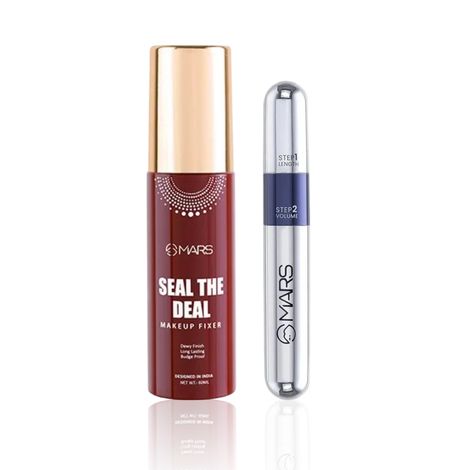 Buy MARS Stay All Day Duo - MARS Seal the Deal Long-Lasting Makeup Fixer Spray with Hyaluronic Acid 60 ml , MARS Double Trouble Volumizing and Lengthening Mascara 15 ml Black Combo of 2-Purplle