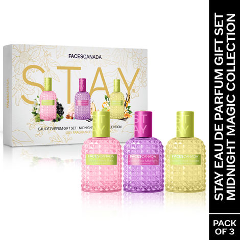 Buy FACES CANADA Stay Eau de Parfum Gift Set - Midnight Magic Collection, 60 ml (20 ml x 3) | From Day To Night Long-Lasting Perfume | Elegant Daily Scent | Gifts for Women | For Every Mood & Occasion | Premium Fragrance-Purplle