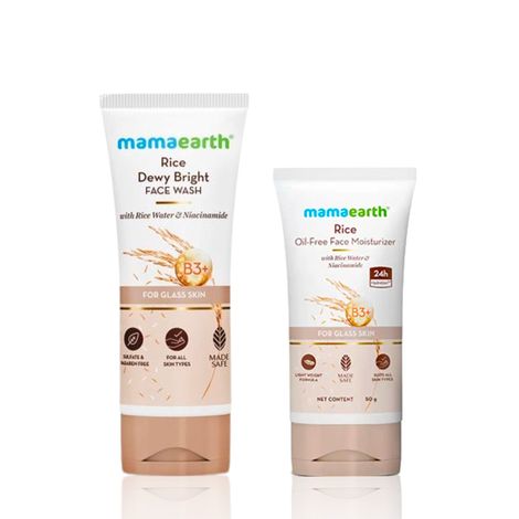 Buy Mamaearth Rice Oil-Free Face Moisturizer , for Oily Skin, With Rice Water & Niacinamide for Glass Skin + Rice Face Wash With Rice Water & Niacinamide for Glass Skin, Skincare kitCombo of 2-Purplle