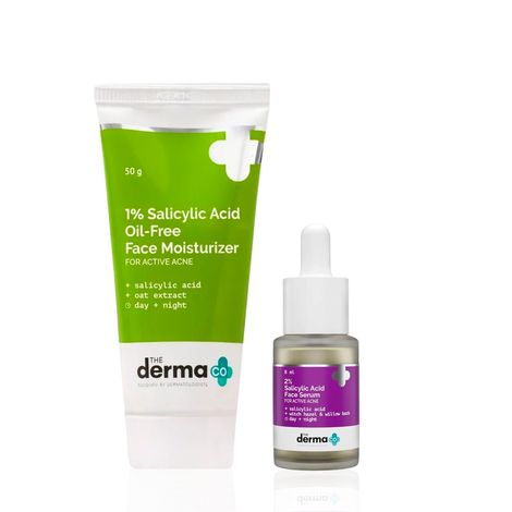 Buy The Derma co. 1% Salicylic Acid Oil-Free Moisturizer (50 gm) + 2% Salicylic Acid Face Serum (8 ml) Skincare Kit Combo of 2-Purplle