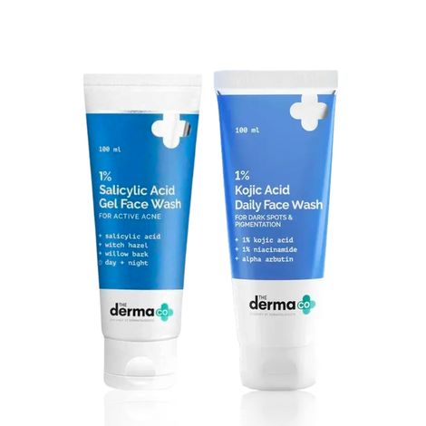 Buy The Derma co. 1% Kojic Acid Face Wash (100 ml) + 1% Salicylic Acid Face Wash (100 ml) Skincare Kit Combo of 2-Purplle