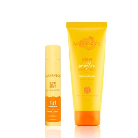 Buy Aqualogica Glow+ Smoothie Face Wash (100 ml) + Glow+ Dewy Sunscreen SPF50+ (50 gm) Skincare kit Combo of 2-Purplle