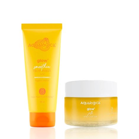 Buy Aqualogica Glow+ Smoothie Face Wash (100 ml) + Glow+ JellO Moisturizer (50 gm) Skincare kit Combo of 2-Purplle