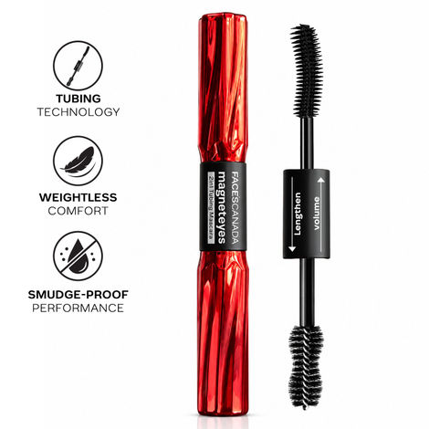 Buy FACES CANADA Magneteyes 2-in-1 Tubing Mascara - Black, 8 ml | Lash Extension Effect | Long Lasting Wear | Lengthening, Volumizing & Lifting | Water-Resistant & Flake-Free | Waterproof & Smudge-Proof | Defined Lashes | Easy Removal-Purplle