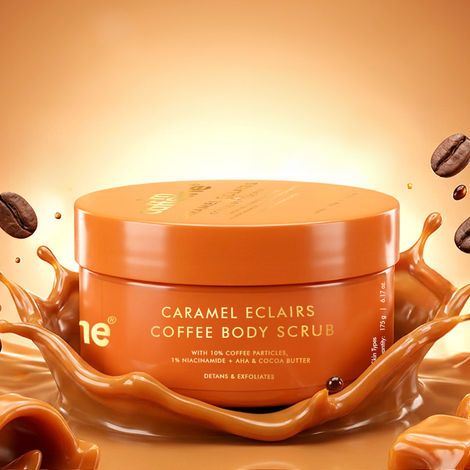 Buy mCaffeine Caramel Eclairs Coffee Body Scrub | Removes tan & Brightens Skin | Caramel Fragrance | Hydrates Skin | 175 gm-Purplle