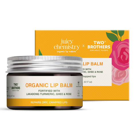 Buy Juicy Chemistry x Two Brothers Organic Farms Lakadong Turmeric, Ghee & Rose Organic Lip Balm, 5 gm | Nourishing Lip Care for Dry, Chapped & Pigmented Lips | Hydrating & Softening | Lightweight | Non-Greasy-Purplle