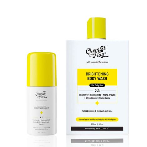Buy Chemist at Play Brightening Body Wash + Neck & Elbow Brightening Roll On Combo - Combo of 2-Purplle
