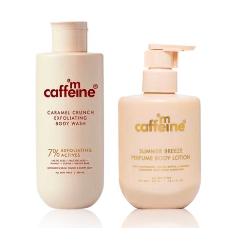 Buy mCaffeine 7% Exfoliating Body Wash (300 ml) + Summer Breeze Body Lotion (300 ml) - Combo of 2-Purplle
