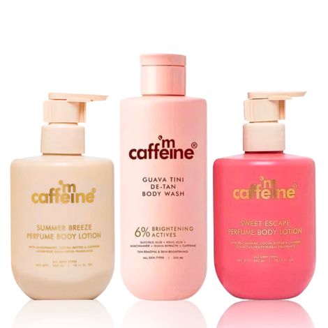 Buy mCaffeine Sweet Escape Body Lotion (300 ml) + Detan Body Wash (300 ml) + Summer Breeze Body Lotion (300 ml) - Combo of 3-Purplle