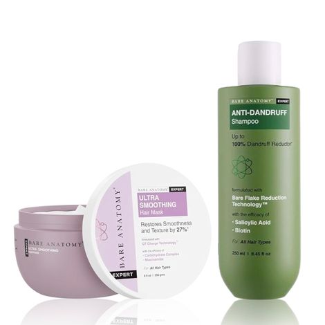 Buy Bare Anatomy Anti-Dandruff Shampoo (250 ml) + Ultra Smoothing Hair Mask (250 gm)Combo of 2-Purplle