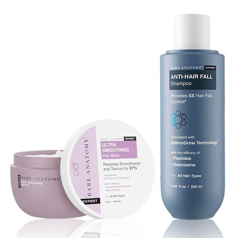 Buy Bare Anatomy Anti Hair-Fall Shampoo (250 ml) + Ultra Smoothing Hair Mask (250 gm)Combo of 2-Purplle