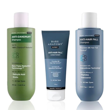Buy Bare Anatomy Anti-Dandruff Shampoo (250 ml) + Anti-Hair Fall Conditioner (175 gm) + Anti Hair-Fall Shampoo (250 ml)Combo of 3-Purplle