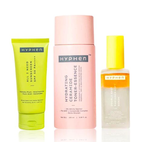 Buy Hyphen Radiance Serum + Sunscreen + Ceramide Toner,Skincare Kit, Combo of 3-Purplle