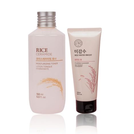Buy The Face Shop Rice Water Bright Cleansing Foam 100 ml | The Face Shop Rice & Ceramide Moisturizing Toner, Face toner to moisturize & brighten skin 150 ml Combo of 2-Purplle