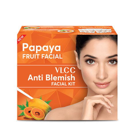 Buy VLCC Papaya Fruit Facial Kit - 60 gm | Glowing, Blemish Free Skin | With Papaya, Cucumber, Peach, and Orange Peel Extracts | Glowing at Home Facial Kit.-Purplle