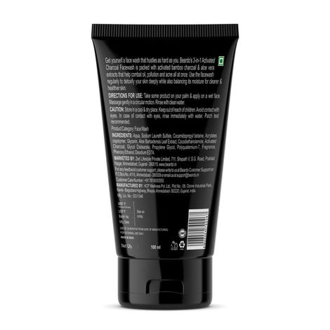 Buy Beardo Activated Charcoal Face Wash 50 dia 100 ml V3-Purplle