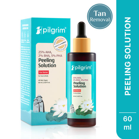 Buy Pilgrim 25% AHA + 2% BHA + 5% PHA Peeling Solution Scrub for Face Pigmentation Acne Marks & Blemishes|Exfoliating Serum For Glowing Skin | Men & Women| All Skin Types| At-home facial | Korean Skin Care (60 ml)-Purplle