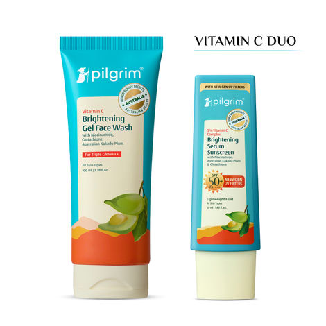 Buy Pilgrim Vitamin C Facewash and SPF 50+ PA++++ Sunscreen Duo For Brighter & Healther Skin, Combo of 2-Purplle