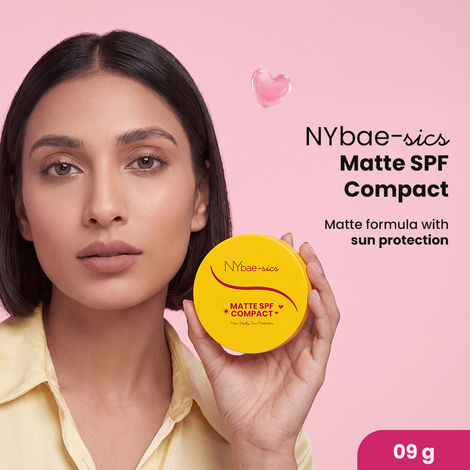 Buy NY Bae-sics Matte SPF Compact Powder | Soft-Focus | Non-Sticky Matte Finish | Buildable Coverage | Lightweight Oil-Control Face Compact | Sun Protection | 9 gm-Purplle