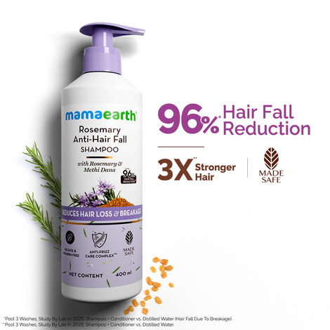 Buy Mamaearth Rosemary Anti-Hair Fall Shampoo with Rosemary & Methi Dana for Reducing Hair Loss & Breakage- 400 ml | Up to 94% Stronger Hair* | Up to 93% Less Hair Fall | For Men and Women-Purplle