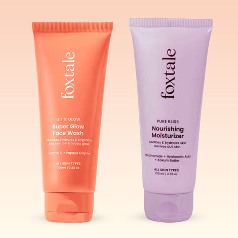 Buy Foxtale Daily Essentials Combo (Super Glow Face Wash-100 ml + Nourishing Face Moisturizer-50 ml ) - Combo of 2-Purplle