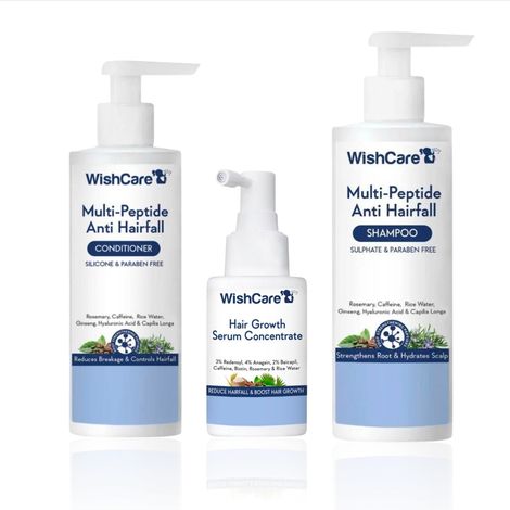 Buy WishCare Hair Growth Serum Concentrate + Multi Peptide Anti Hairfall Shampoo & Conditioner Duo - Combo of 3-Purplle