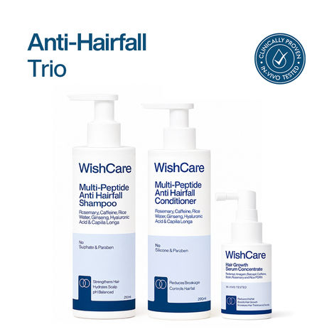Buy WishCare Hair Growth Serum Concentrate + Multi Peptide Anti Hairfall Shampoo & Conditioner Duo - Combo of 3-Purplle