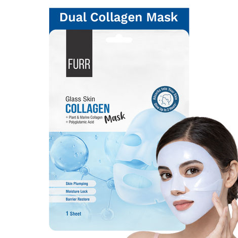 Buy FURR Glass Skin Collagen Mask | Glow Up In 2 Hours | Deep Hydration, Barrier Repair, Moisture Lock | Plant & Marine Collagen | Face Mask for Overnight or Day Use - 1 Pc-Purplle