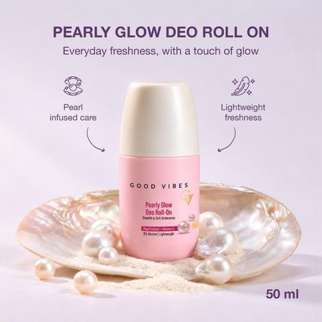 Buy Good Vibes Pearly Glow Deo Roll On | With Pearl Extract & Vitamin E | Controls Underarm Odour | For Smooth,Soft & Brighter Underarms | Quick-Drying & Non-Sticky | Provides Freshness Throughout the Day | 50 ml-Purplle