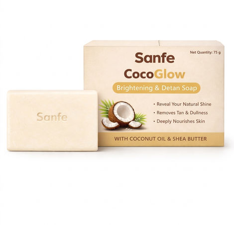 Buy Sanfe CocoGlow Brightening & Detan Soap | Coconut Oil & Shea Butter | Removes Tan – 75 gm-Purplle
