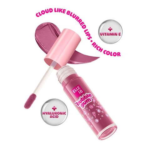 Buy Elle18 Bubblegum Lip Cloud, Liquid Lipstick - Mauve Mood, Mousse Finish (4 ml)-Purplle