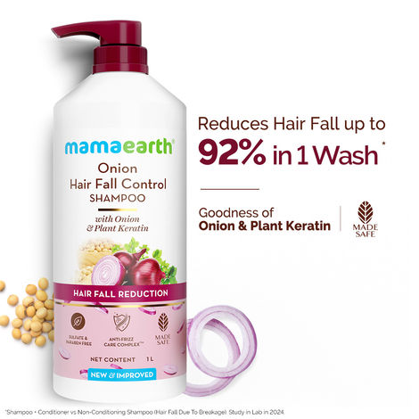 Buy Mamaearth Onion Shampoo for Hair Growth & Hair Fall Control with Onion & Plant Keratin - 1 Litre-Purplle