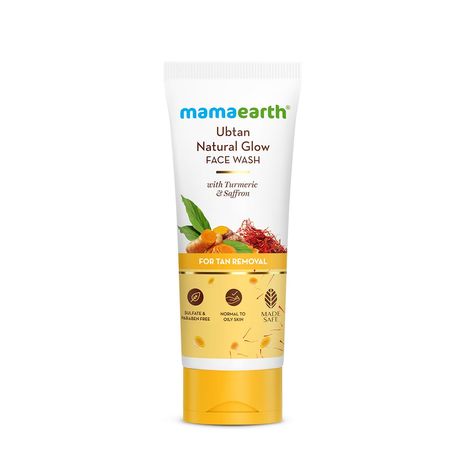 Buy Mamaearth Ubtan Natural Glow Face Wash with Turmeric & Saffron for Tan Removal – 200 ml | Removes Tan | Brightens Skin-Purplle